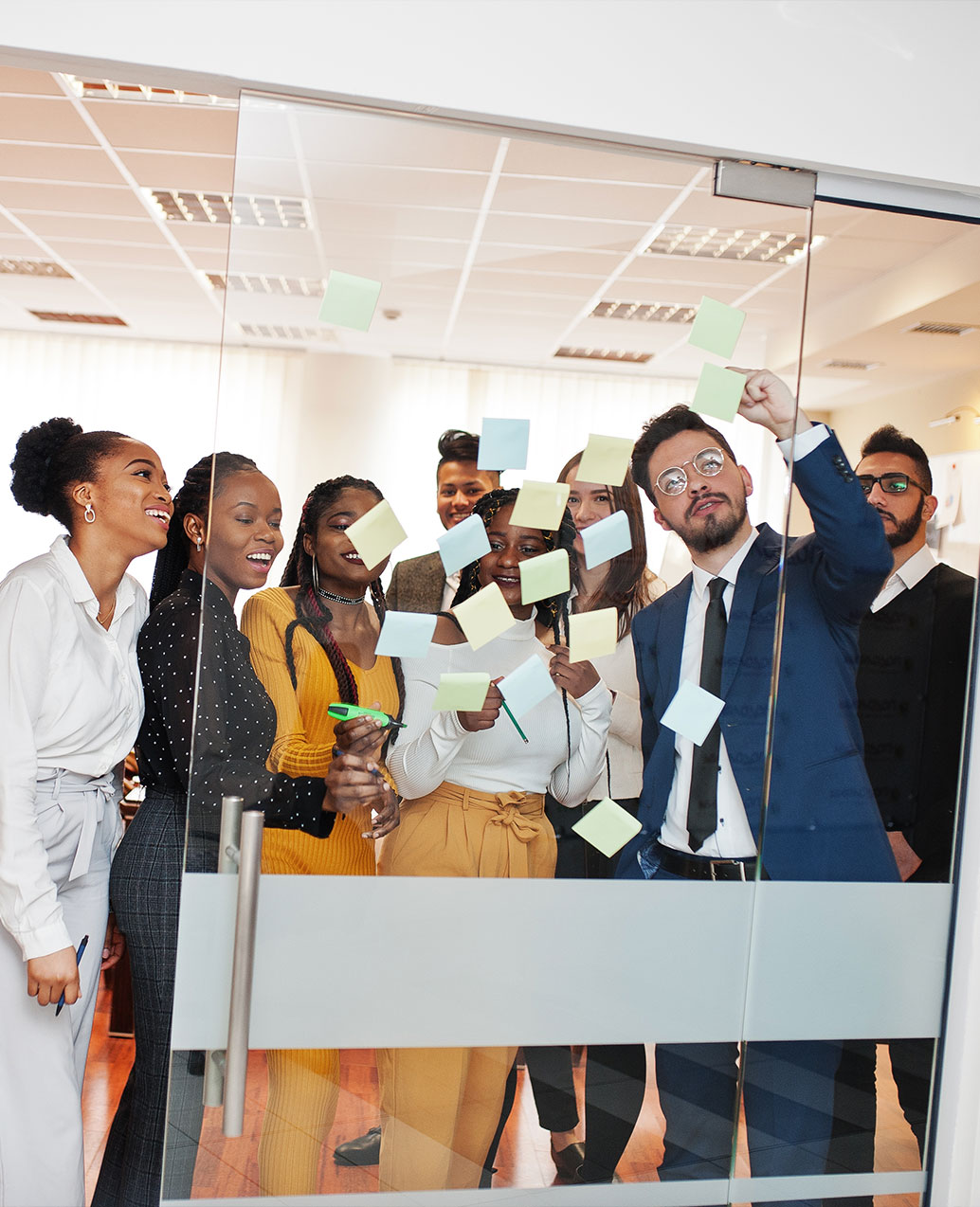 A diverse team shaping an organizational strategy together